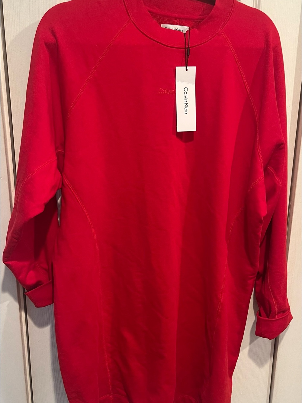 Calvin Klein women’s Red Pullover Sweatshirt dress XL NWT